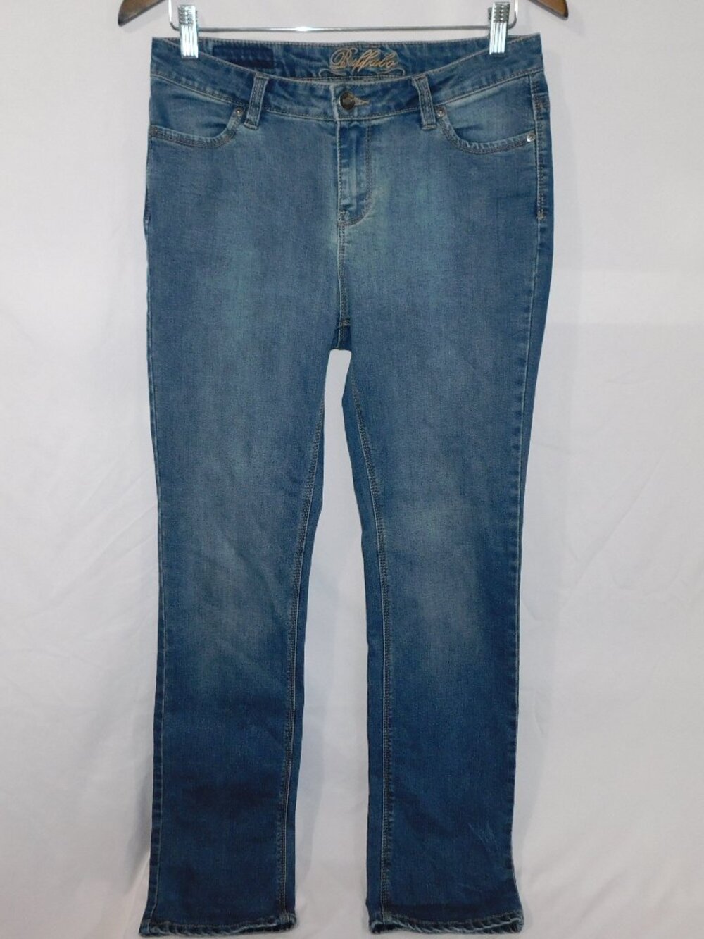 Buffalo David Bitton Misha Straight Leg Mid Rise Medium Wash Blue Jeans 6 x 30